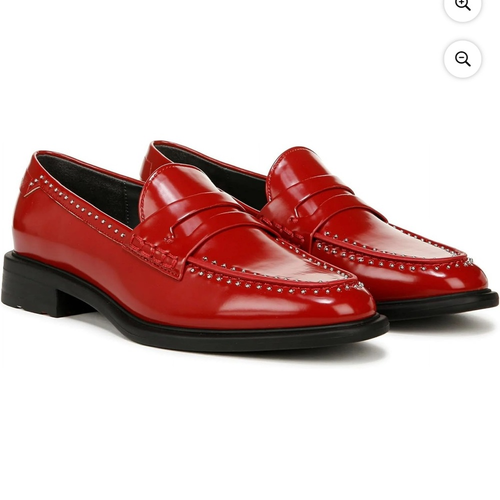 New in box Franco Sarto Women's Eden Loafer Crimson Red Studs size 7